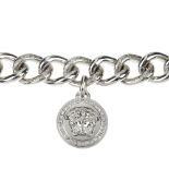 VERSACE - a bracelet. The oversized silver-tone chain link bracelet, with Greek Key engraving,