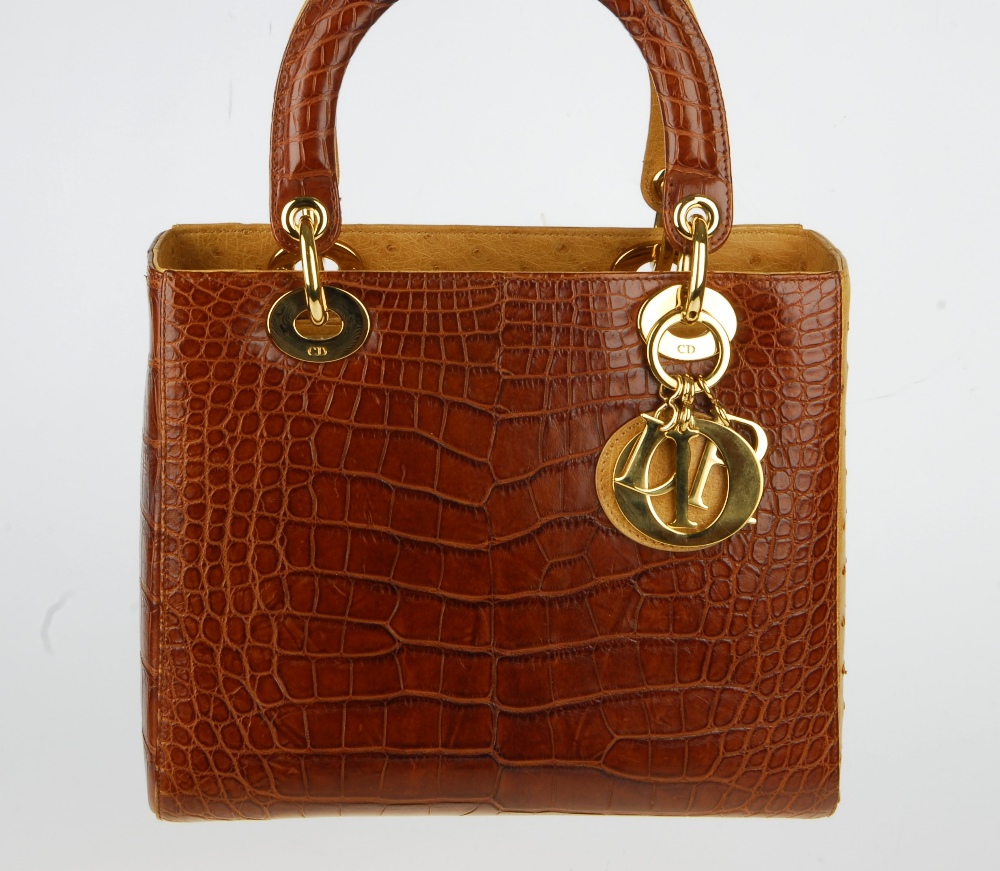 CHRISTIAN DIOR - a Bespoke Lady Dior crocodile and ostrich handbag. A unique custom order handbag, - Image 3 of 19