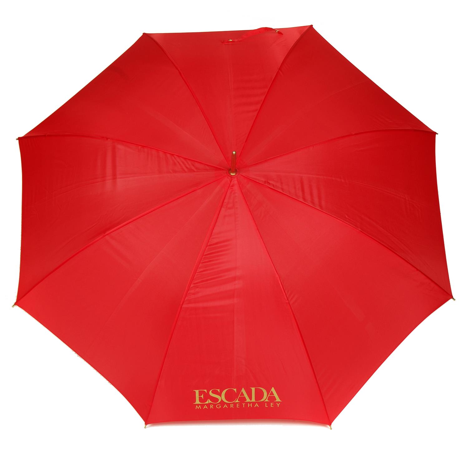 ESCADA - three umbrellas. To include two lightweight walking umbrellas, one with a red canopy, one