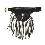 GIUSEPPE ZANOTTI - a fringed belt bag. Crafted from supple black nappa leather, with fringed