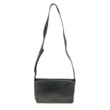 PRADA - a leather handbag. Crafted from smooth black leather, featuring a long leather shoulder