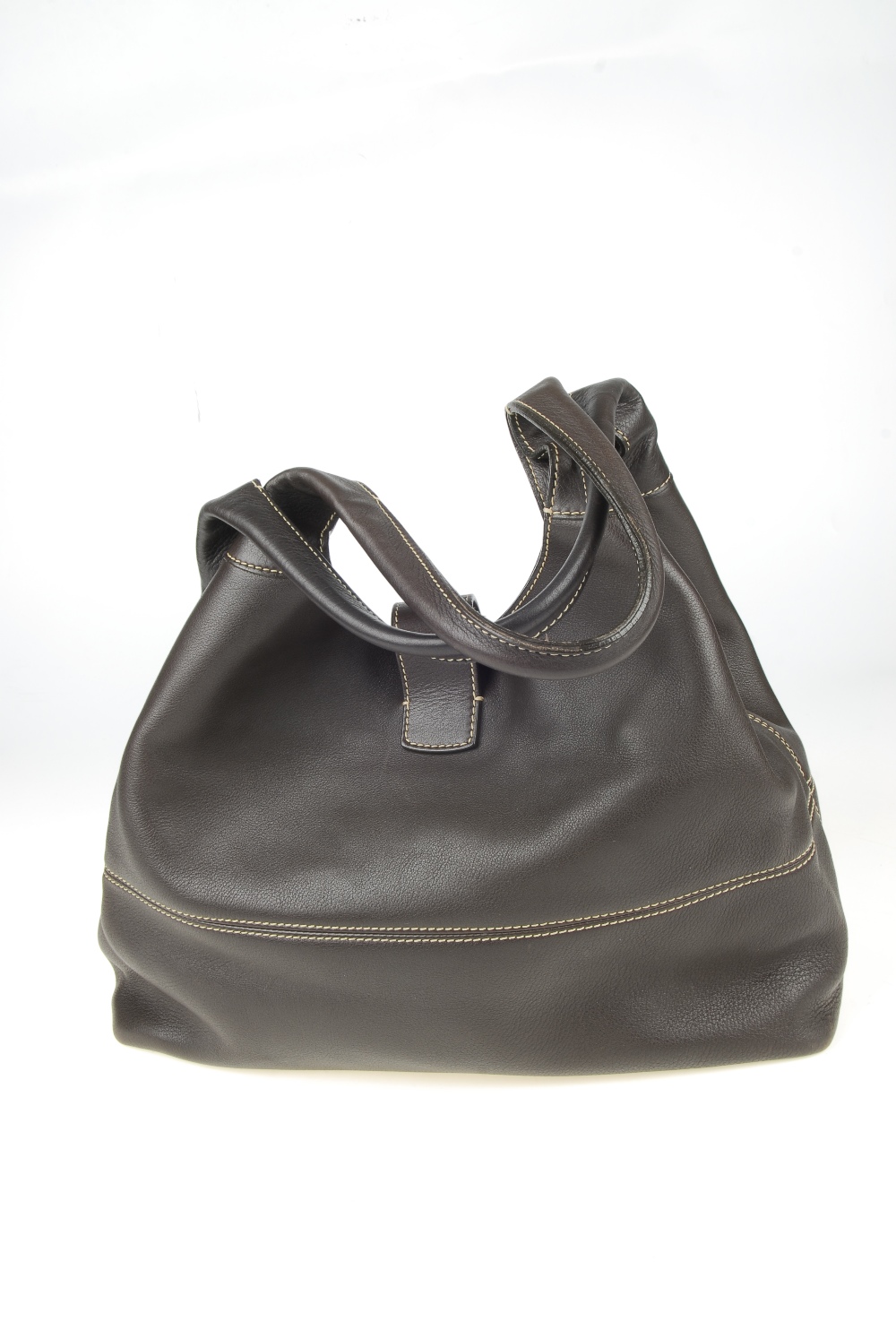LORO PIANA - a brown leather hobo handbag. Designed from lightly grained dark brown leather with - Image 12 of 12