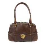 GUCCI - a Reins hobo handbag. Designed with brown leather exterior, featuring maker's matte gold-