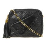 CHANEL - a vintage quilted tassel handbag. Crafted from soft lambskin diamond quilted leather,
