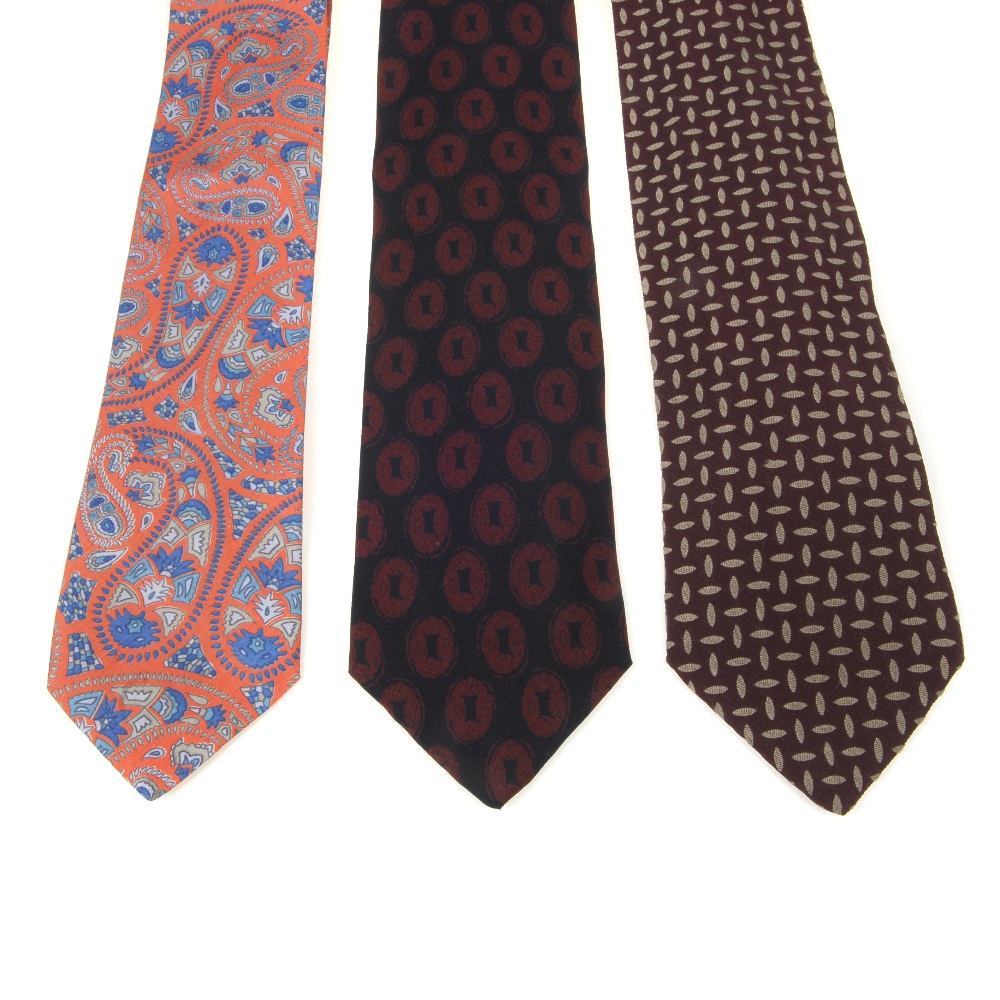 ARMANI - three ties. To include two burgundy ties, together with a pink and blue paisley patterned - Image 2 of 10