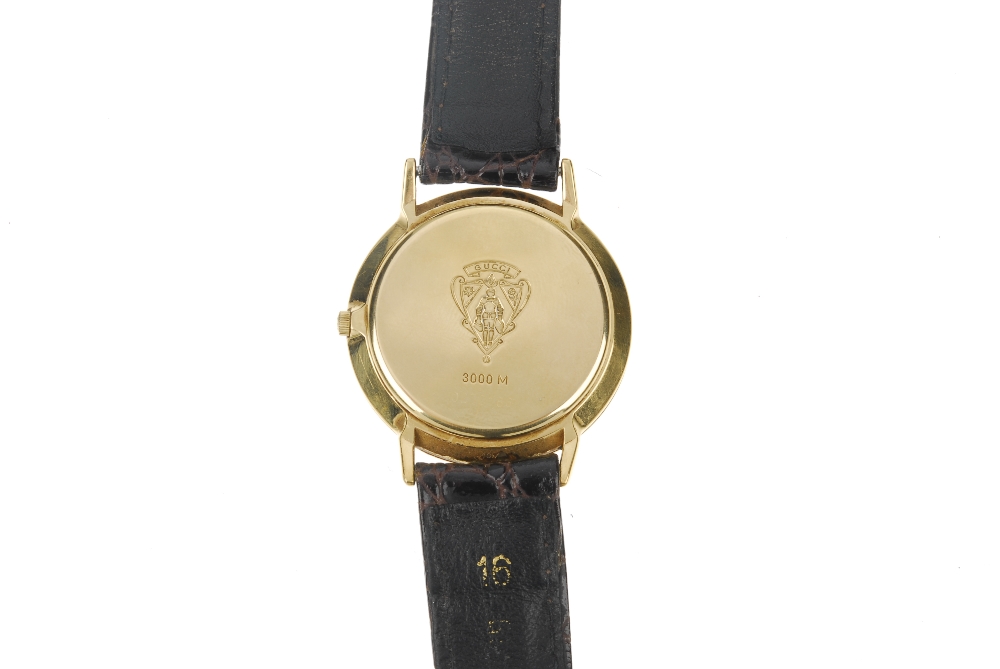 GUCCI - a gold plated quartz gentleman's 3000M wrist watch. The plain gold-tone dial, circular - Image 2 of 5
