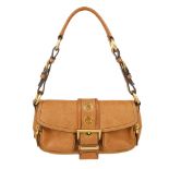 PRADA - a tan leather Patch Catena handbag. Designed with a grained tan leather exterior, polished