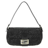 FENDI - a beaded baguette handbag. Featuring a black beaded exterior, with a single flat leather top