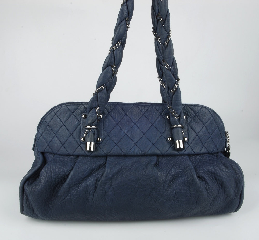 CHANEL - a blue Lady Braid handbag. Crafted from blue highly textured lambskin leather with polish - Image 4 of 11