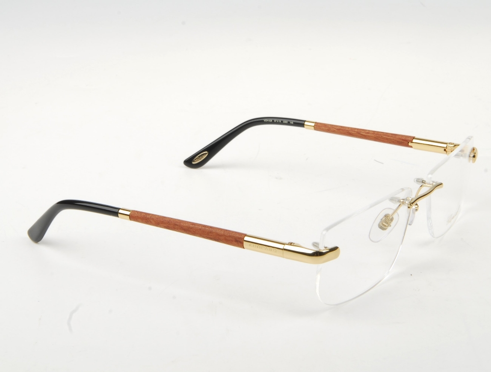 CHOPARD - a pair of rimless glasses. Featuring rimless demo print lenses, wooden arms with gold-tone - Bild 5 aus 9