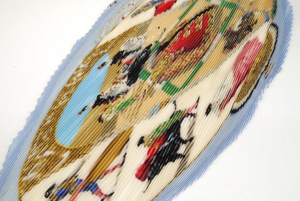 HERMÈS - a pleated 'Plaza De Toros' scarf. Designed by Hubert de Watrigant, featuring a colourful - Image 3 of 5