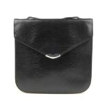 RALPH LAUREN - a black embossed leather handbag. Featuring a black lizard embossed leather exterior,