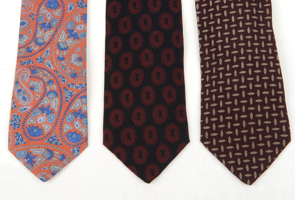 ARMANI - three ties. To include two burgundy ties, together with a pink and blue paisley patterned - Image 3 of 10