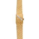 A lady's diamond cocktail watch. The textured fancy-link bracelet, with single-cut diamond line