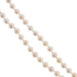 Three items of cultured pearl and gem-set jewellery. To include a pair of cultured pearl and