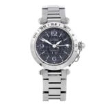CARTIER - a Pasha GMT bracelet watch. Stainless steel case with calibrated bezel. Reference 2550,