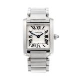 CARTIER - a Tank Francaise bracelet watch. Stainless steel case. Reference 2384, serial 143678CE.