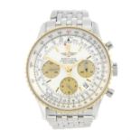 BREITLING - a gentleman's Navitimer chronograph bracelet watch. Stainless steel case with yellow