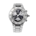 CARTIER - a Chronoscaph 21 chronograph wrist watch. Stainless steel case with chapter ring bezel.