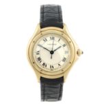 CARTIER - a Cougar wrist watch. Yellow metal case, stamped 18k with poincon. Numbered 887906 003500.