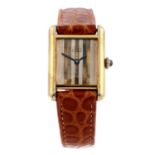CARTIER - a Must De Cartier Tank wrist watch. Gold plated silver case. Numbered 3 217605. Signed