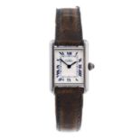 CARTIER - a Must De Cartier Tank wrist watch. Silver case. Reference 1614, serial CC220596. Signed