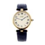 CARTIER - a Must De Cartier wrist watch. Gold plated silver case. Numbered 043563 590003. Signed