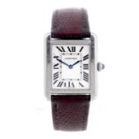 CARTIER - a Tank Solo wrist watch. Stainless steel case. Reference 2716, serial 274780. Signed