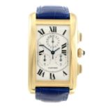 CARTIER - a Tank Americaine chronograph wrist watch. 18ct yellow gold case. Reference 1730, serial