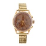 FLOREX - a gentleman's chronograph bracelet watch. Yellow metal case, stamped 18K 0,750 with