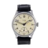 UNITAS - a gentleman's military issue wrist watch. Stainless steel case, stamped with British