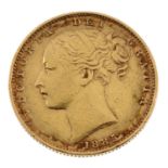 Victoria, Sovereign 1885M, rev. shield. Good fine, ex loose mount. Good fine, ex loose mount.