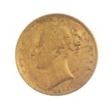 Victoria, Sovereign 1846, rev. shield. Fine, obverse severely scratched from mounting. Fine, obverse