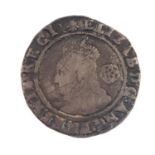 Elizabeth I, Sixpence 1585, rose, i.m. escallop (S 2578A). Fine. Fine.