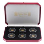 Isle of Man, Elizabeth II, Harry Potter proof gold coin set by Pobjoy, set of six gold 1/25-