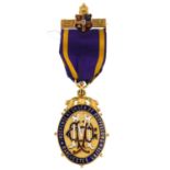 Independent Order of Oddfellows, Manchester Unity, 9ct gold and enamel jewel, rev. engraved