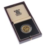 Wales, Quarter-Ounce Welsh gold sovereign medal 1989, Dragon left, WELSH GOLD 1/4 OZ AUR CYMRU