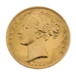 Victoria, Sovereign 1856, rev. shield. Fine, ex loose mount. Fine, ex loose mount.