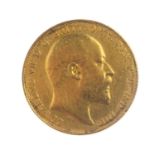 Edward VII, Sovereign 1910. Very fine, ex mount, reverse rim scratches at 4 o'clock, possibly a