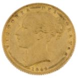 Victoria, Sovereign 1869, young head, rev. shield, die 13. Very fine, previously mounted. Very fine,