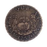 British and world coins, mostly base, some silver, includes Peru, 2-Reales 1757JM (KM 53), very