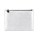 ASPINAL OF LONDON - a flat Soho double sided clutch. Designed with a textured silver saffiano