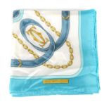 CARTIER - a 1980s Must De Cartier silk scarf. Featuring a stylised equestrian print with belt straps