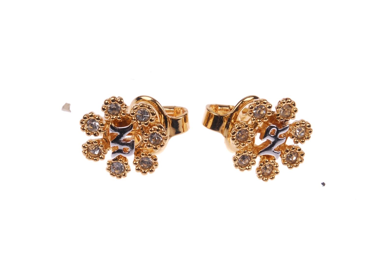 NINA RICCI - a pendant and a pair of ear clips. Designed as a gold-tone heart shaped rhinestone - Image 2 of 2