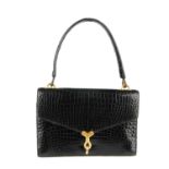 HERMÈS - a vintage Porosus Crocodile Cordeliere handbag. Crafted from polished black crocodile skin,
