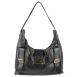 FENDI - a black leather hobo handbag. Featuring a front pocket with maker's gold-tone buckle