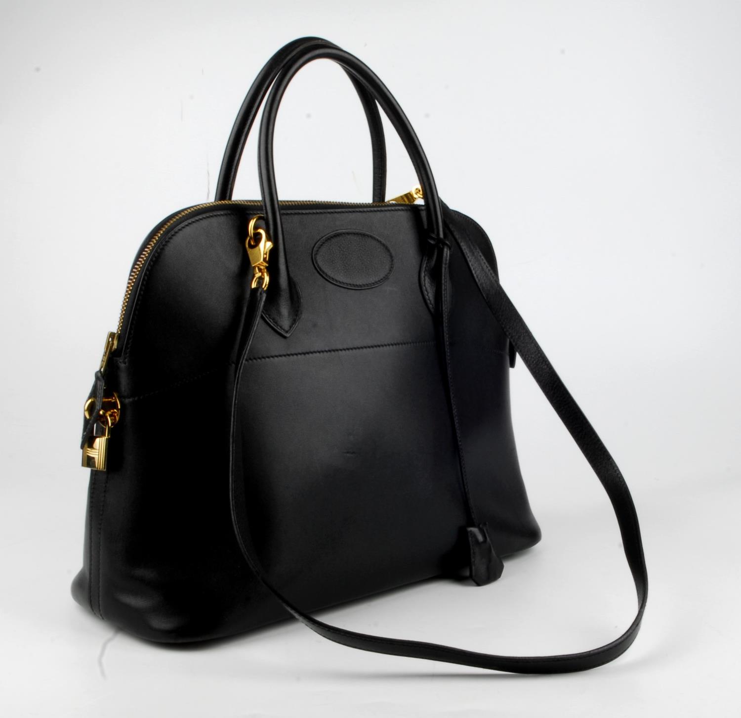 HERMÈS - a 1992 black Bolide handbag. Designed with a smooth black leather exterior and gold-tone - Image 4 of 4