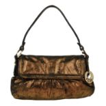 FENDI - a bronze metallic Chef Flap handbag. Designed with a metallic bronze suede exterior with