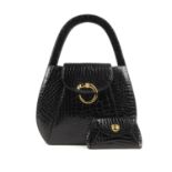 CARTIER - an early 90s alligator Pantere handbag and purse. Crafted from polished black alligator