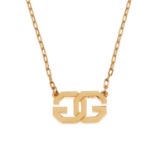 GIVENCHY - a necklace. Designed as a gold-tone interlocking GG pendant to the fine cable-link chain.